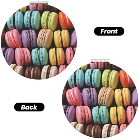 Macaron Biscuit Flavored Pastries Compact Travel Mirror 2X 1X Magnification