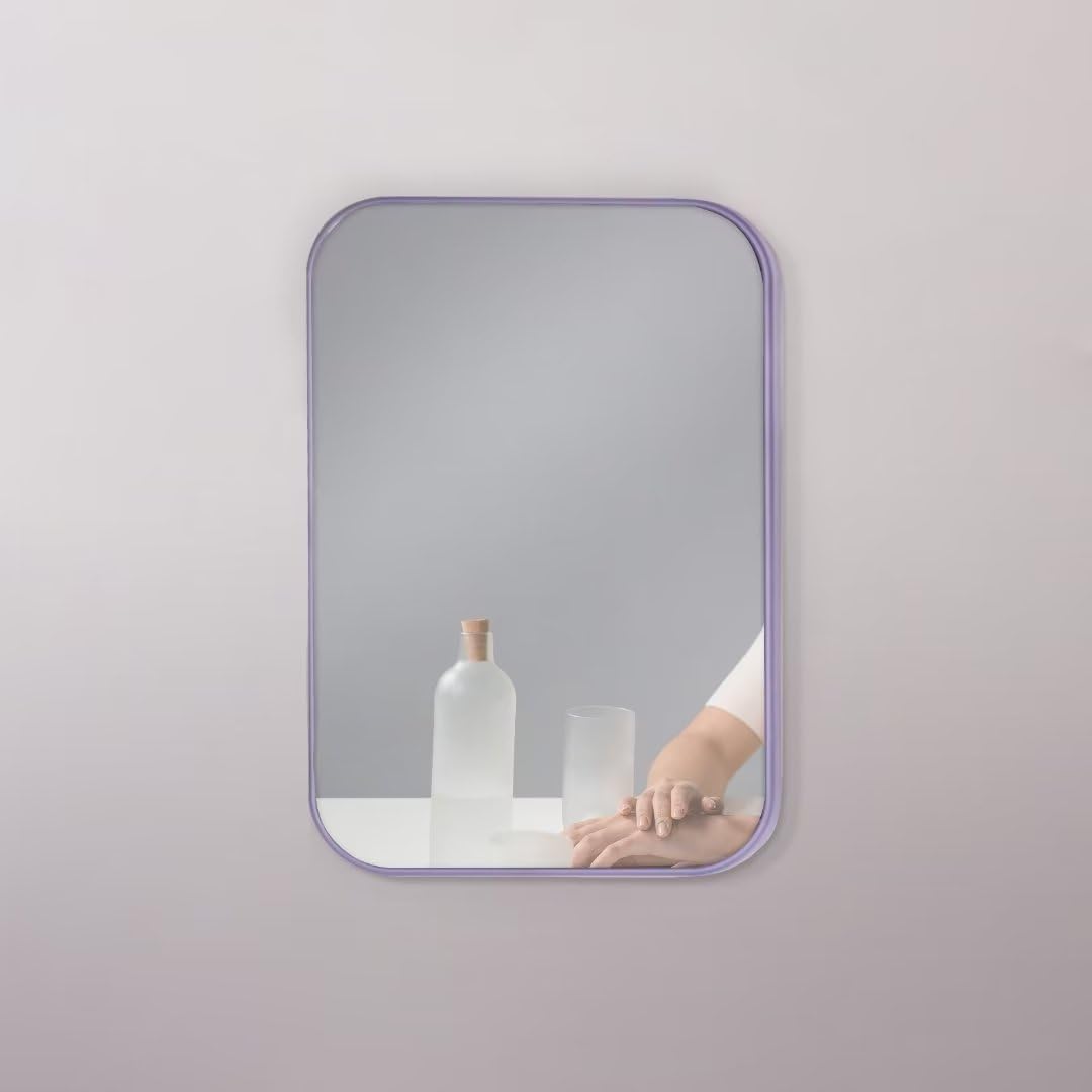 8 Inch Travel Makeup Mirror with Stand and Wall Hanging Purple
