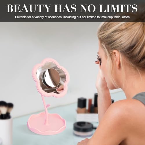 Elegant Pink Vanity Mirror with Flower Design