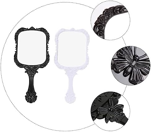 MERRYHAPY 2Pcs Handle Makeup Mirror for Travel and Home Use