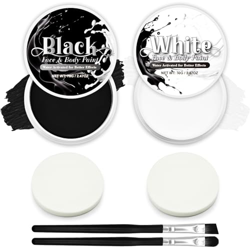 GCCL Black White Face Paint Set - 247 oz Professional Kit