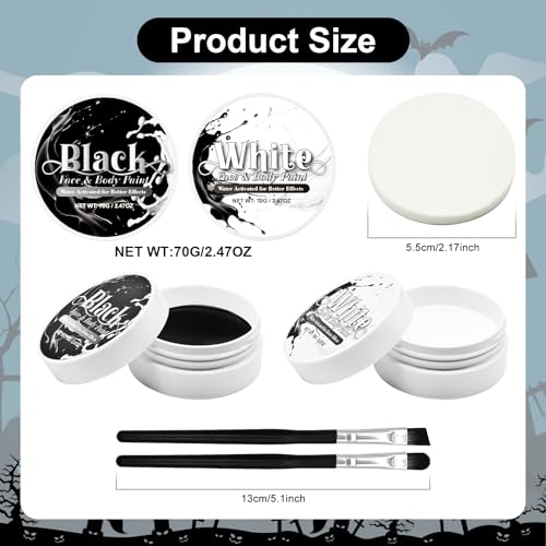 GCCL Black White Face Paint Set - 247 oz Professional Kit