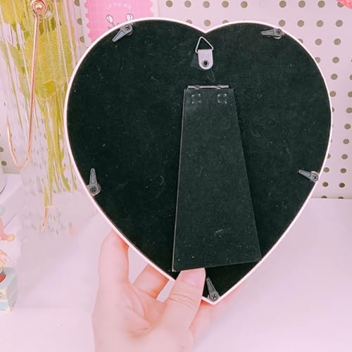 Heart Shaped Makeup Mirror with Bow Design Pink 1