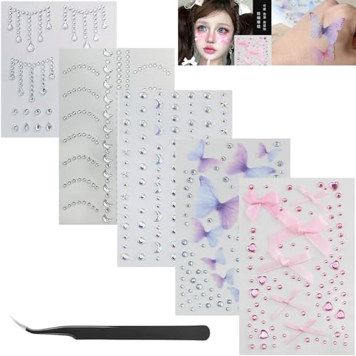 5D Self Adhesive Face Gems Pearls for Makeup and Crafts