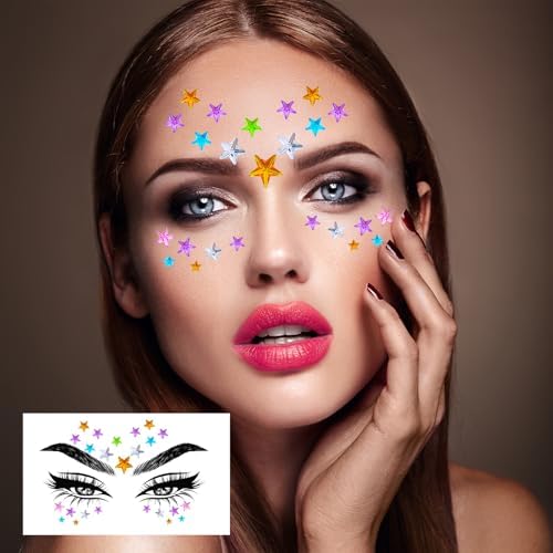 5PCS Colorful Star Face Gems Stickers DIY Set