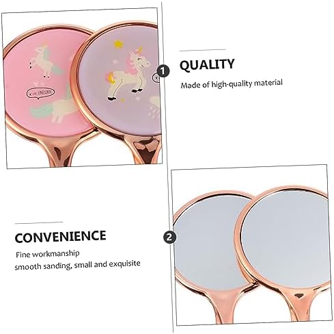 2Pcs Handheld Makeup Mirror with Handle for Travel and Home Use