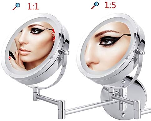 MMtong LED Double-Sided Magnifying Mirror 67 Inch Adjustable