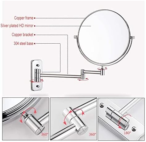 FUDGIO 8 Inch Adjustable Wall Mirror with 360 Rotation