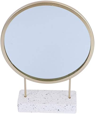 EXCEART Round Mirror with Stand for Bathroom Vanity