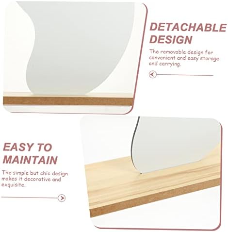 Healifty Wooden Base Desktop Cosmetic Mirror 1
