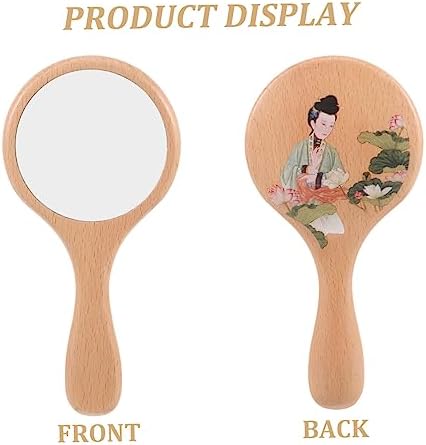 Portable Wooden Makeup Mirror with Retro Design 1