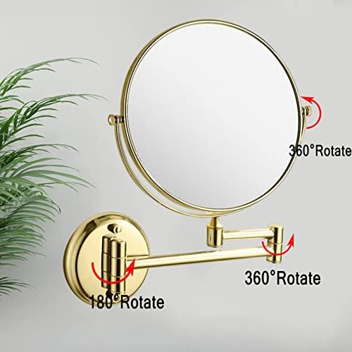 360 Rotating Gold Brass Makeup Mirror Wall Mount