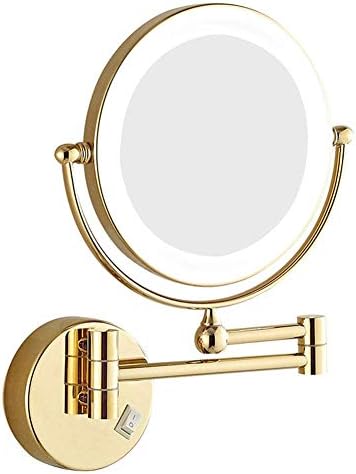 DEIHGE Wall-Mounted Makeup Mirror with LED Light and 360 Swivel