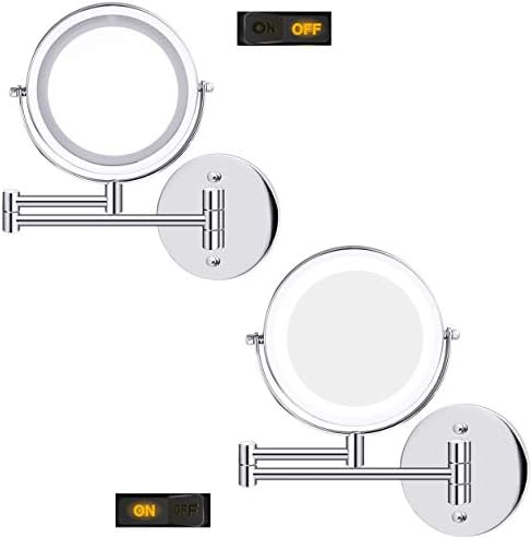 MMtong LED Double-Sided Magnifying Mirror 67 Inch Adjustable
