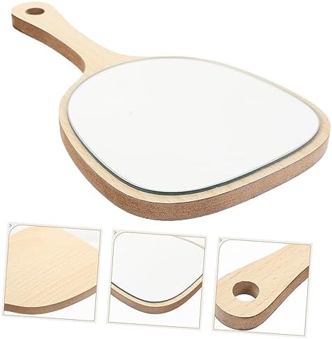 Beaupretty Wooden Handle Travel Mirror with Stand