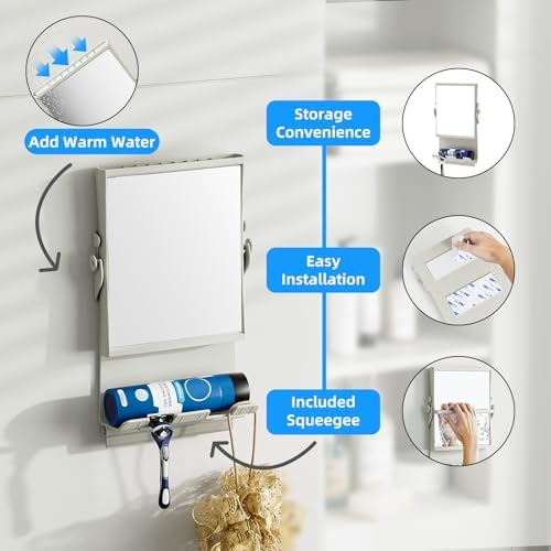 APLOP Fogless Shower Mirror with Magnification and Razor Holders