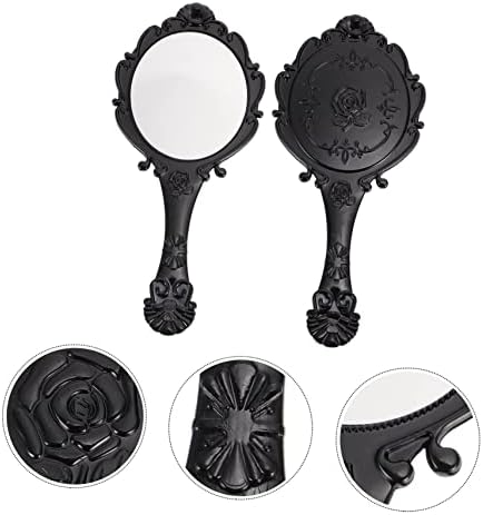 FRCOLOR 2pcs Portable Makeup Mirror Retro Style