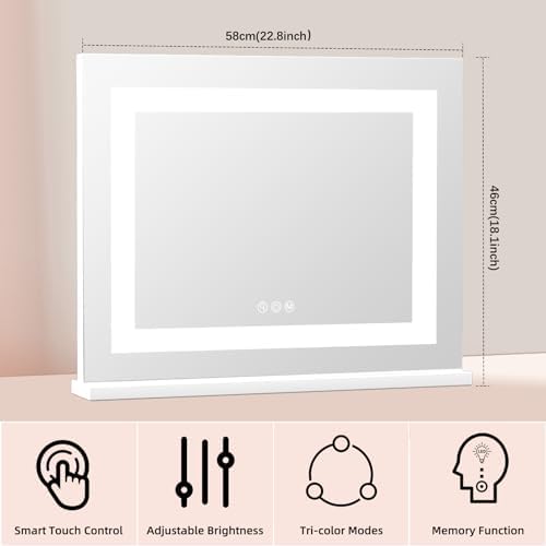 COOLJEEN 23x18 LED Vanity Mirror with Lights and USB Port
