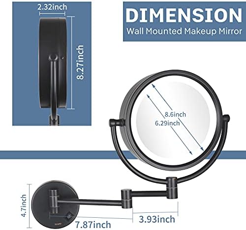 DOWRY Makeup Mirror Wall Mount with 10X Magnification