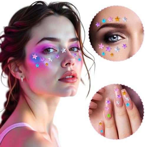 5PCS Colorful Star Face Gems Stickers DIY Set