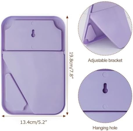 8 Inch Travel Makeup Mirror with Stand and Wall Hanging Purple