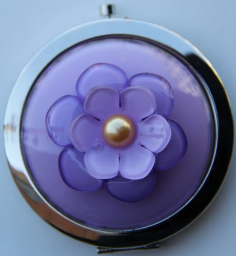 Gift Square Dcor Purse Mirror - Lavender Flower 3D