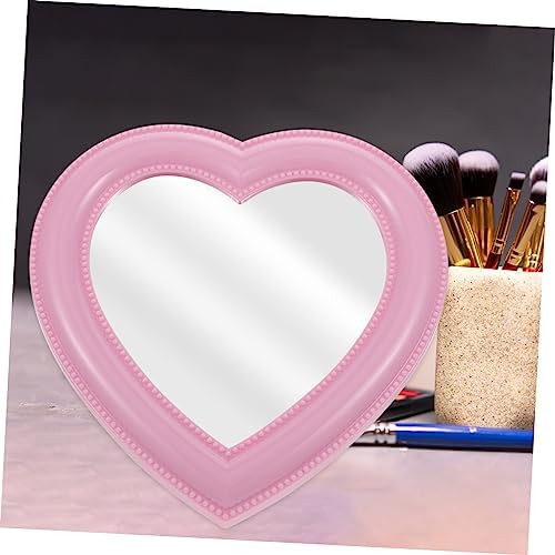 1pc Heart-Shaped Makeup Mirror Wall Mount Desktop Style