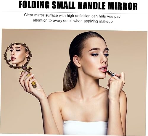 Angoily Foldable Retro Makeup Mirror with Handle