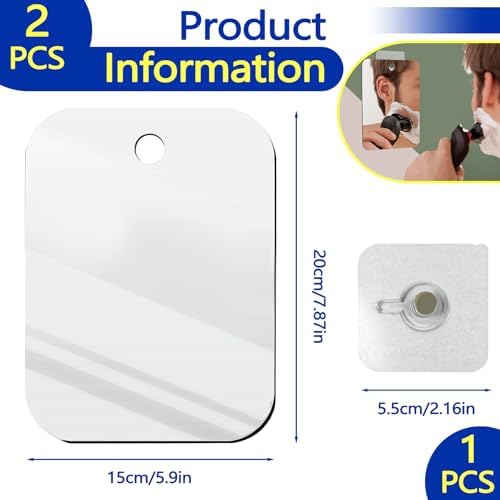 2 Pack Shave Shower Mirror Set Anti-Fog Acrylic Wall Mirror