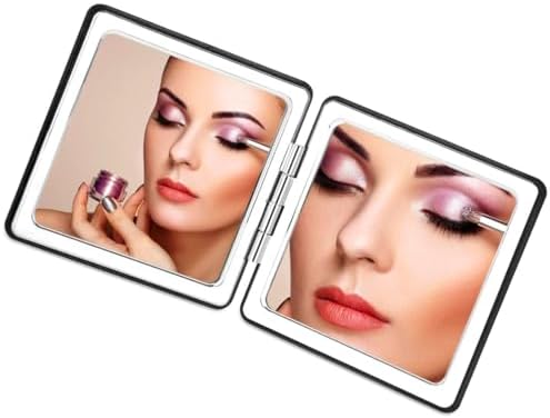 Black Compact Makeup Mirror with 1X2X Magnification