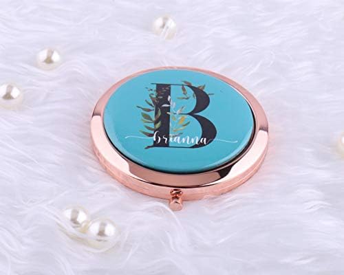 Personalized Hot Pink Compact Mirror with Name and Initial