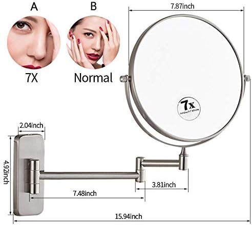 LZHIANG 8-Inch Double-Sided LED Vanity Mirror with 5X Magnification