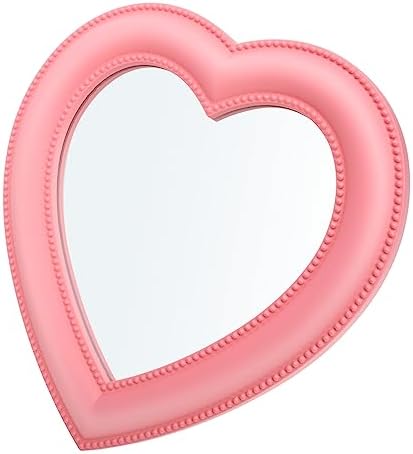 FRCOLOR Heart Shape Dresser Mirror Dual Use 1