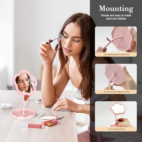 Elegant Pink Vanity Mirror with Flower Design