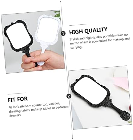 MERRYHAPY 2Pcs Handle Makeup Mirror for Travel and Home Use