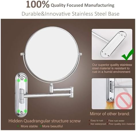 Touch Sensor Wall Mounted Lighted Makeup Mirror with 5X Magnification