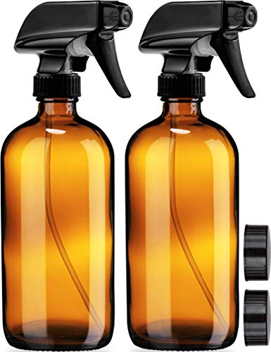 Sallys Organics Amber Glass Spray Bottles 2 Pack 16oz Refillable
