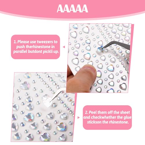 Trinkrittey 5 Sheet Face Gems Self Adhesive Stickers