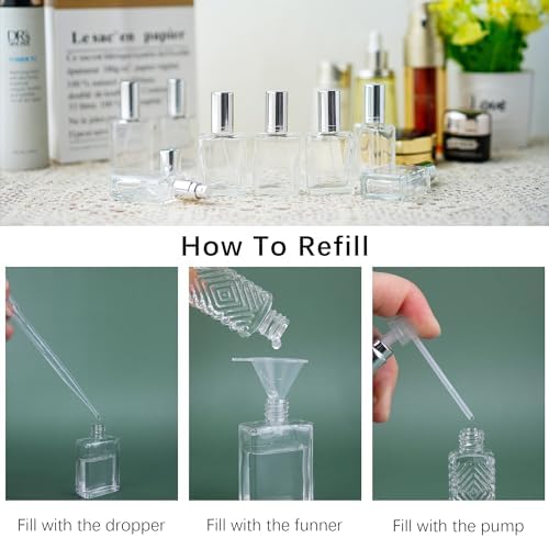 YU FENG 12pcs Refillable Glass Spray Bottles with Funnels and Dispenser