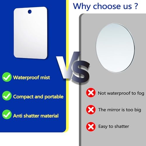 2 Pack Shave Shower Mirror Set Anti-Fog Acrylic Wall Mirror