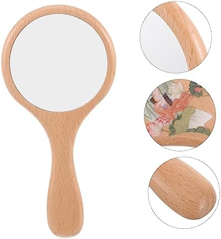 Portable Wooden Makeup Mirror with Retro Design 1