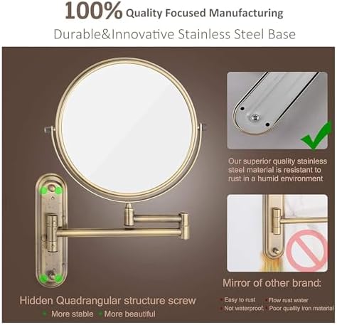 Wall Mounted Lighted Makeup Mirror with 10X Magnification