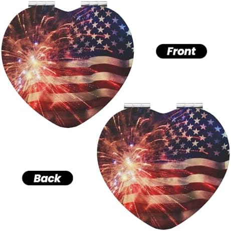 Fireworks American Flag Compact Travel Mirror