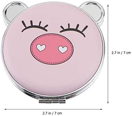 LIFKOME Foldable Double Sided Makeup Mirror with Cute Pig Design