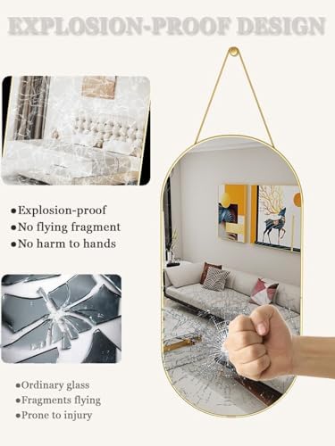 Full Body Door Mirror with Hanging Braided Rope Gold 92x159in