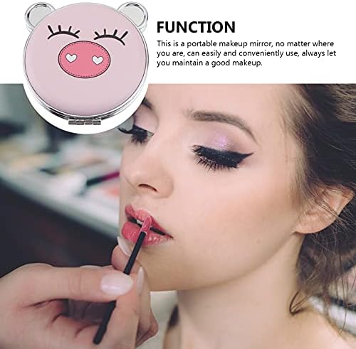 LIFKOME Foldable Double Sided Makeup Mirror with Cute Pig Design