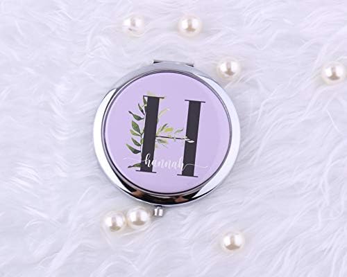 Personalized Hot Pink Compact Mirror with Name and Initial