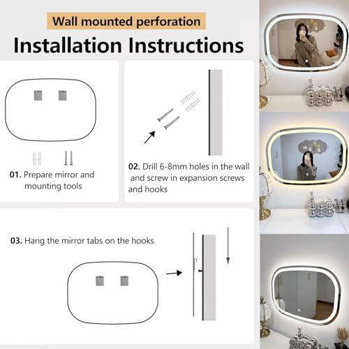 Oval Dimmable LED Vanity Mirror For Wall