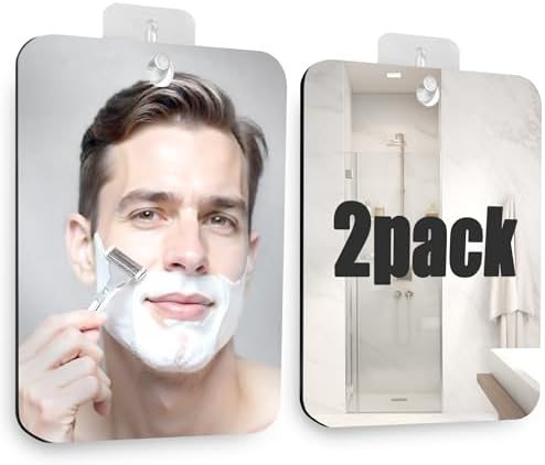 Betus Fogless Shower Mirror - Shatterproof Acrylic 8x6 Inch Pack of 2