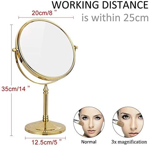 8 Inch Brass Vanity Mirror with 5X Magnification